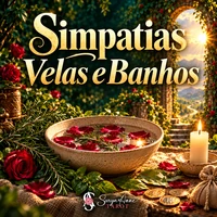 Arte de apresentação de Simpatias, Velas e Banhos, produto de Surya Anne. Valores e condições detalhados nesta página.